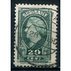 Нидерландские колонии - Суринам - 1945г. - королева Вильгельмина, 20 с - 1 марка - гашёная [Mi 252]. #3-WB-95-A-1