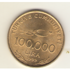 100 000 лир 1999 г. 75 летие Республики.