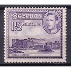 103.BrK. Великобритания. Колонии.  Кипр. Георг VI. Архитектура и пейзажи. 1943 г. 1 1/2P. Mi.#142A.