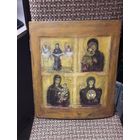 Икона " Четырёхчастник ". 19-й век.Ковчег. Размер 35.5 на 30 см. Хорошая крепкая доска Состояние на фото. 19 век!