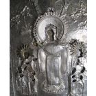 Икона Божией Матери Скорбящая, оклад Серебро, кованный, красивый! Аналой!