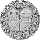 ТОРГИ. Серебро. Блізняты. 2009 (Gemini. 2009), Близнецы. 2009 . Серебро , 20 рублей . Знаки Зодиака . Гороскоп. Гараскоп .