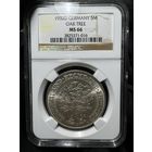 Германия 5 марок 1932 D ДУБ в слабе NGC MS66. Веймар. Серебро