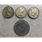 Великобритания: 1 фунт: 1983 г. (2 шт.), 1987 г. (1 шт.); 2 фунта 2007 г. (1 шт.)