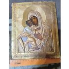 Икона Божией Матери Владимирская, оклад Серебро 84 пробы, Золочение. Достойное Состояние!