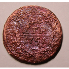 Денга  1751 (на аверсе год чеканки , гурт  не сетчатый)