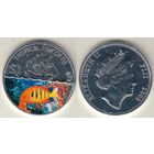 Фиджи 1 доллар 2009 КМ#149 Surgem fish Рыба Корабль цветная