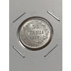 50 PENNIA 1917 г.S.Русско-Финские.Орел без короны.Яркий ШБ.  3.