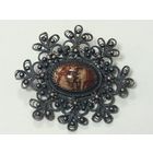 Брошь,снежинка,скань,яшма,мельхиор