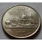 25 центов, квотер США, штат Вирджиния, P