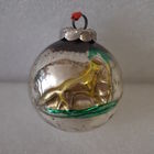 Игрушка ёлочная Шар с жёлтой Лисой, стекло. СССР