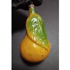 Игрушка ёлочная Груша с зелёным листиком, стекло. СССР