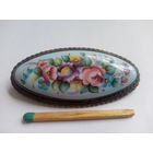 Брошка винтажная СССР "Цветы". Мельхиор, финифть.