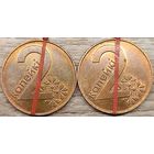 2 копейки 2009 РБ Несоосность около 10 градусов