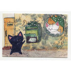 Открытка. Коты. Котики. Фауна, животные. Почта, письма, посткроссинг. День посткроссера. Почтовый ящик. Полученное письмо. Худож. А.Еременко (чистая)