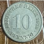 Монета 10 пфеннигов 1913 год. Германская империя.