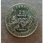 Центральная Африка (BEAC) 25 франков, 2019 г., KM# 20