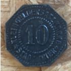 Монета 10 пфеннигов 1917 год. Трир. Веймарская республика.