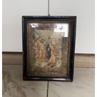 Старинная литография Коронование Пресвятой Богородицы