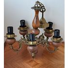 Люстра тяжелая литье дуб 5 лампочек Югославия ХХ век. Антиквариат