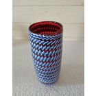 Ваза . красное стекло с узором. Завод Неман