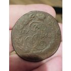 5 копеек 1763 г. ЕМ. Перечекан с 10 копеек барабаны.