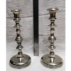 Пара массивных, старинных, бронзовых, литых подсвечников с клеймами.