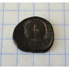 Древний Рим. Император Гонорий, 393-423 г.г. Нуммий. Первый христианский крест на римских монетах. Редкость.