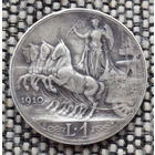 Италия 1 лира 1910 года. Колесница. Король Виктор Эмануэль III. Серебро! Сторгуй за свою цену, предложи обмен! S40