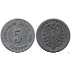 YS: Германия, Рейх, 5 пфеннигов 1889F, KM# 3