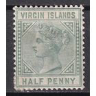 1.BrKCI. Великобритания. Колонии. Виргинские острова. Стандарт. Виктория. 1883 г. 1/2P. Mi.#10.