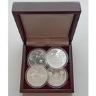 Мир глазами детей, 20 рублей 2016, 2017, 2018, 2019, Ag набор из 4-х монет и футляра