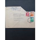 Польша 1950 Конверт с 3 марками с надпечаткой "GROSZY" на двух марках 1949 года Mi.518-519 и одной Mi.548 "Президент Владислав Берут" (гашение) Mi.621-622,651 каталог по маркам 10.00 евро