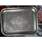 Поднос СССР металл немагнитный (латунь?) хромирование с орнаментом лот 1