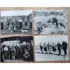 Лот фотографий "Студенты на целине". Конец 1950-х. 9х11 см. 4 фото. Цена за все.