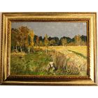 Агапов С.Д "Урожай" Картон, масло. 35х50 см.1960-е г.