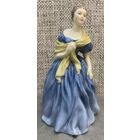 Английская винтажная фарфоровая статуэтка Royal Doulton Адриенна, женщина в синем платье. Высота 20 см. 1963 год.