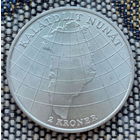 Гренландия 2 кроны 1953 года, UNC. Дания. Серебро! Сторгуй за свою цену, предложи обмен!