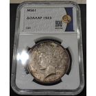 США 1 доллар, 1923 года. Peace Dollar. Унция. Родная патина. Экспертиза ННР. UNC