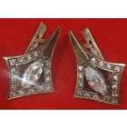 Серьги, серебро высокой пробы, вставка из золота. Полудрагоценные камни. Старый Киев. Сдержанный люкс