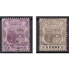 51.BrK. Великобритания. Колонии. Маврикий. Герб. Стандарт. 1C, 2C. 1900 г. Mi.##94/95.