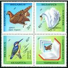 Птицы Беларусь 1994 год (44-46) серия из 3-х марок с купоном в квартблоке