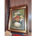 Картина небольшого размера "Розы", маслом на холсте, подпись автора, размер 24*19 см.