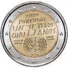 2 евро 2020 Португалия 75 лет ООН UNC из ролла