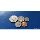 Сборка 50,25,10,5 и 1 центы 1973 год  США (Состояние на фото,редкий год)