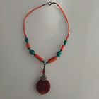 Колье у стиле " Бохо" Винтаж. Натуральные камни. Бисер.Металл.Гравировка. 51 см.