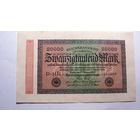 Германия Ro84е . 20000 марок 1923 ( 6 цифр в номере. Номер - маленькие цифры. Серия - большие буквы ) )