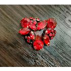 Брошь винтажная с красными кристаллами , чехословацкая бижутерия эпохи СССР.