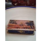 Табакерка, шкатулка,дерево масляная роспись антик