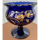 Ваза стекло кобальт/золото Чехословакия 1970х